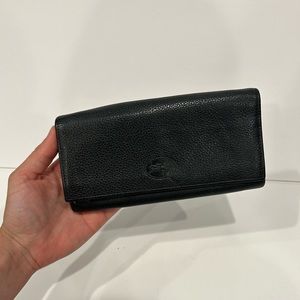 Auth Longchamp Black Fold-over Wallet